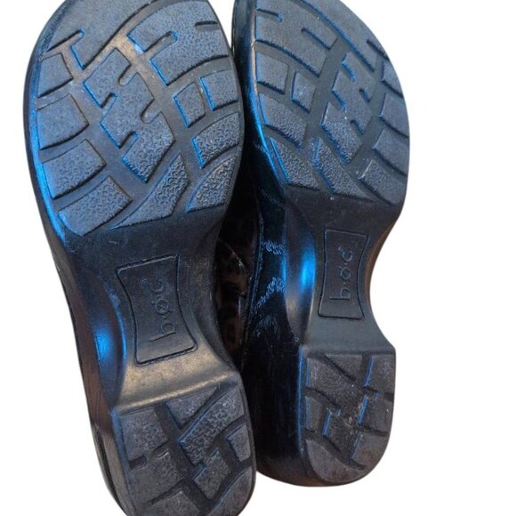 BOC Shoes Career Peggy Leopard Clogs Print Patent Leather Slip on Brown/Black - Picture 6 of 7